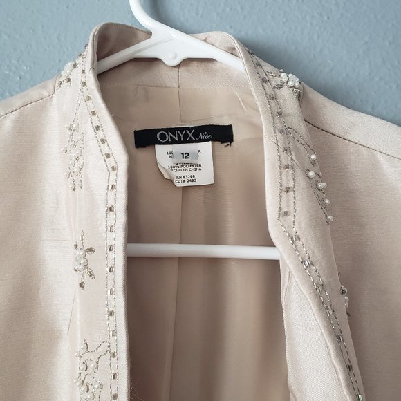 NWT Onyx Nite Long Dress Jacket Tan Sz 12 set 2 pc - Picture 5 of 8